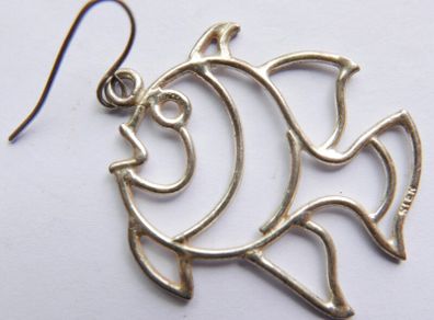 Vintage 925 Sterling Silver Fish Earrings