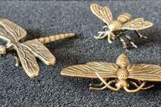 3 brass Insects, Solid brass.