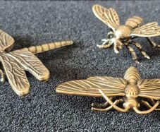 3 brass Insects, Solid brass.