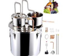 Alcohol Still, 13.2 Gal / 50 L Stainless Steel Water Alcohol Distiller with Copper Coil for Fast Cooling, Dual Condenser Distiller Kit with Secondary Distillation