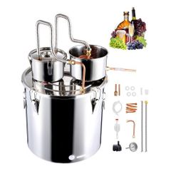 Alcohol Still, 13.2 Gal / 50 L Stainless Steel Water Alcohol Distiller with Copper Coil for Fast Cooling, Dual Condenser Distiller Kit with Secondary Distillation
