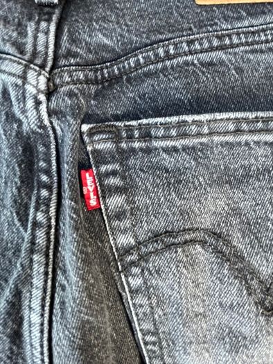 Levis Premium Ribcage Straight Ankle Womens Jeans W28 L25 Black Denim Button Fly