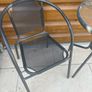 Small glass top garden table and x2 metal frame chairs Image 5