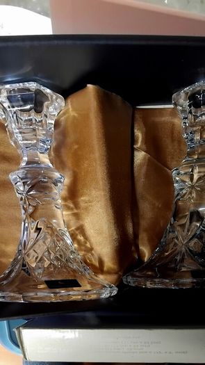 A New  Pair Of Kilarney Crystal Candle Stick