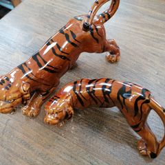 Set of two vintage ceramic Bengal tigers