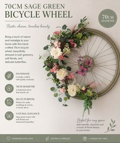 70cm sage green bicycle wheel