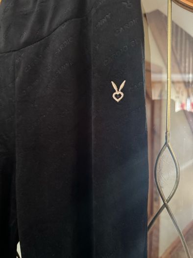 Cardio Bunny black velvet printed leggings size XL UK18 EU46 postage included