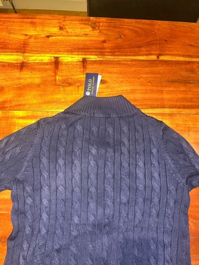 Polo Ralph Lauren Cable Knit Zip Cardigan Navy Blue