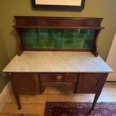 Antique Marble Top Mahogany Sideboard