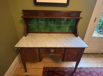 Antique Marble Top Mahogany Sideboard