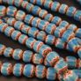 Vintage Venetian Style Turqouise Blue Chevron Glass Beads Necklace Strands Image 5