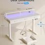 Electric Standing Desk, 120 x 54cm Height Adjustable Desk with 3 Drawers, RGB LED Strip & Charging Station for Home Office Computer Workstation, Computer Table with Monitor Stand, White Image 2
