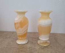 Vintage pair of onyx vases