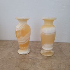 Vintage pair of onyx vases