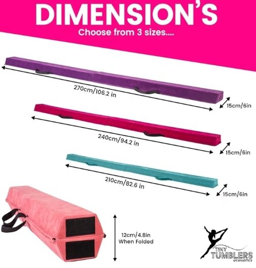 Amazing Balance Equipment For Children at Home -210/240/270cm - Faux Suede, High Density EVA Foam - Flash Cards, Carry Straps, Carry Case and Multiple Colours!
