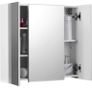 Bathroom Wall Cabinet, Cupboard with Mirror, 3-Door Storage Cabinet, 60 x 15 x 55 cm, with Adjustable Shelf, Modern, White (FREE POSTAGE) Image 4