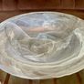 Handmade Art Glass Clear Bowl with Grey White Swirl Image 5