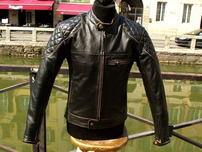 men's retro biker leather jacket