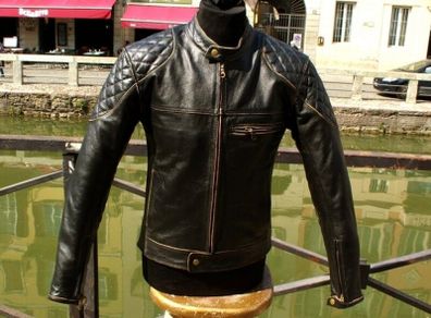 men's retro biker leather jacket