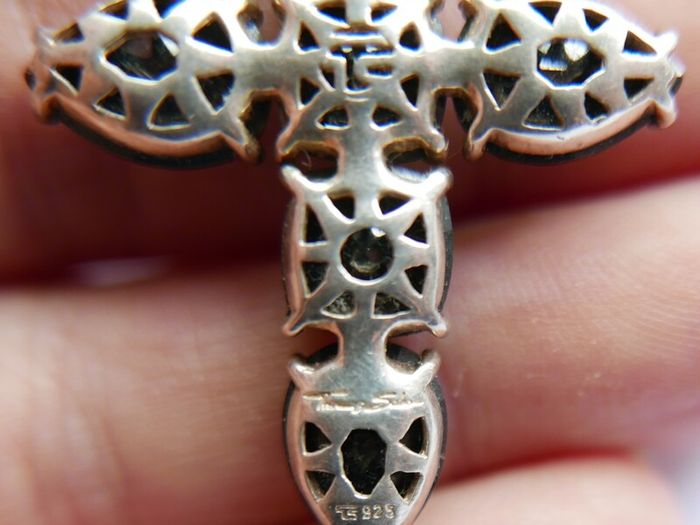 THOMAS SABO Sterling Silver Black Onyx Cross Charm Pendant