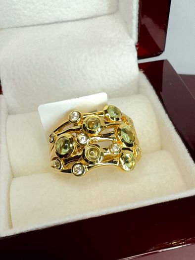 Silver Peridot & White Zircon "Waves of Renewal Ring