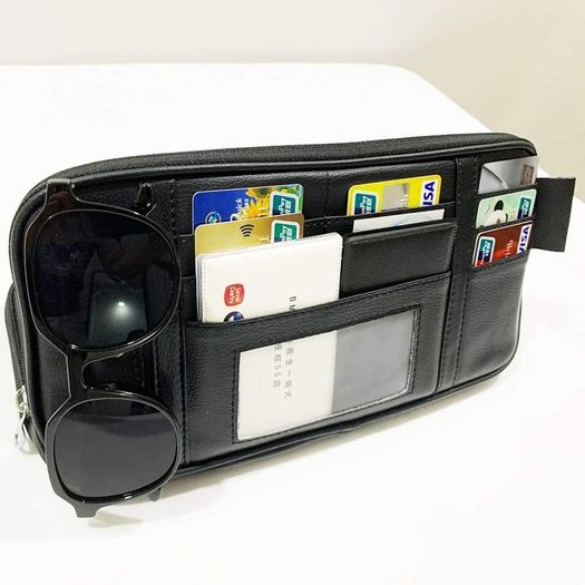 Car Sun Visor Organizer,Black,Auto Interior Accessories Pocket Organizer, Registration and Document Holder, Personal Belonging Storage Pouch Organizer, Interior Accessories Pocket