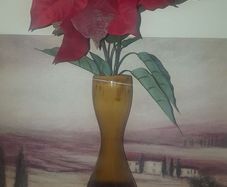 Fake flowers in vase.