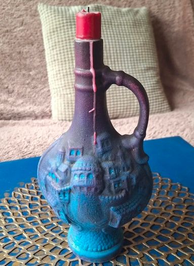 Hand painted Upcycled Wine Bottle Candle
