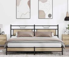 Metal Bed Frame without Mattress Sonoma Oak 193x201 cm