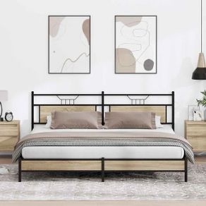 Metal Bed Frame without Mattress Sonoma Oak 193x201 cm