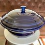 Vintage Fiestaware Cobalt Blue Covered Casserole Dish Homer Laughlin HLC with Lid USA Oven to Table Image 2