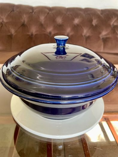 Vintage Fiestaware Cobalt Blue Covered Casserole Dish Homer Laughlin HLC with Lid USA Oven to Table