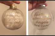 Memorial feathers Christmas glass bauble
