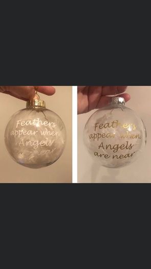 Memorial feathers Christmas glass bauble