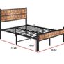 Double Bed Frame with Wooden Headboard and Footboard, Metal Wooden Bed Frame 4ft6 Under Bed Storage, No Box Spring Needed, Enhanced Support Noise Free (Black+Brown Oak Image 3