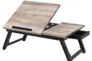 Grey Laptop Table Laptop Stand Breakfast Tray Folding Legs Bed Sofa Height Adjustable for up to 15.6 Inch Laptops 55 x 35 x 23 cm