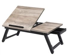 Grey Laptop Table Laptop Stand Breakfast Tray Folding Legs Bed Sofa Height Adjustable for up to 15.6 Inch Laptops 55 x 35 x 23 cm