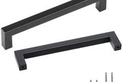 Center Slim Square Kitchen Cabinet Drawer, Stainless Steel Modern Kitchen Cupboard Door Handles for Kitchen Bathroom Bar Hardware Matte Black