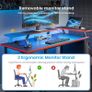 Gaming Desk with LED Lights Power Outlets Reversible Computer Storage Shelves Dual Monitor Stands for Home Office Study 100x50cm Carbon Fiber Black Image 6