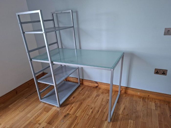 Glass-top office desk