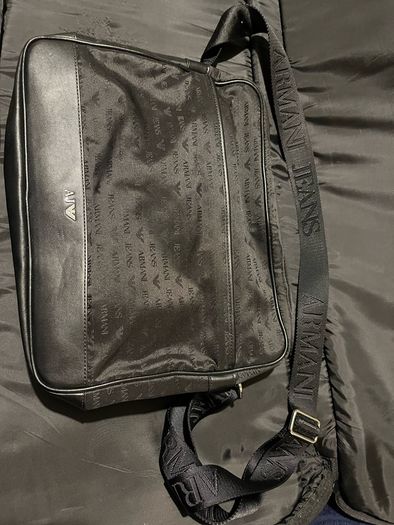 armani messenger laptop travel bag shoulder black