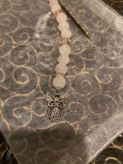 Beautiful Handmade Rose Quartz Crystal Angel Bookmark