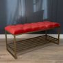 Mustard Eco-Leather Bench with Gold Metal Shoe Rack Image 4