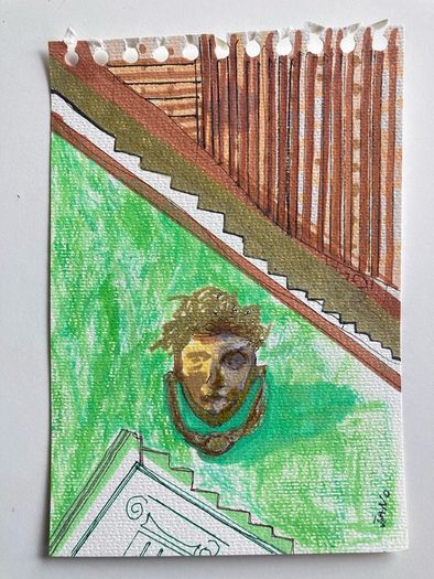 Original Art Roman Art Roman Door Knocker Interior Design Art contemporary Irish Art abstract painting