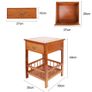 Bamboo Bedside Table with Drawer Bedroom Nightstand Plant Storage Shelving Unit Image 3