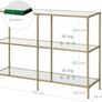 Console table, hall table, 3 levels, side table, shelves made of tempered glass, 100 x 30 x 73 cm, metal frame, modern, for hall, living room, bedroom, gold-colored Image 3