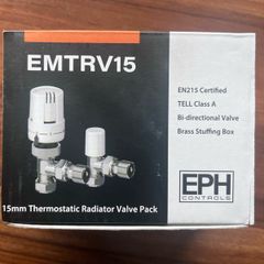 EPH EMTRV15 Angled Thermostatic Radiator Valve & Lockshield Pack 15mm