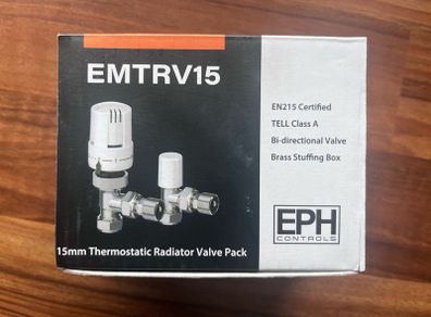 EPH EMTRV15 Angled Thermostatic Radiator Valve & Lockshield Pack 15mm