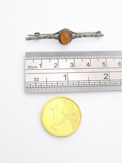 Vintage Carnelian Silver Bar Brooch