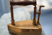 Antique Solid Brass Box Iron Set  Large and Matching Mini Museum Quality
